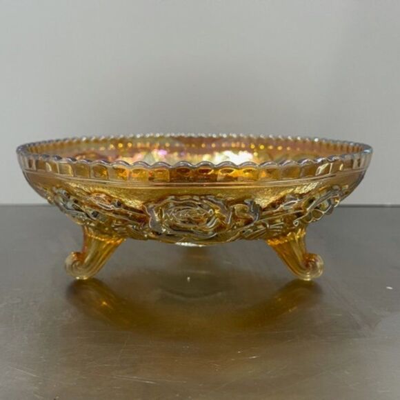 Imperial Rubigold Carnival Glass Rose Pattern 9" - Picture 1 of 6